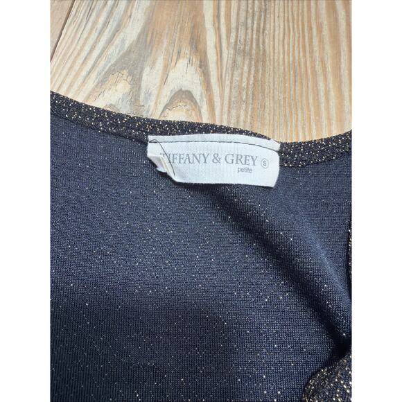 Vintage Tiffany & Grey Cardigan Metallic Gold Black Size Small Made In USA - Picture 3 of 6
